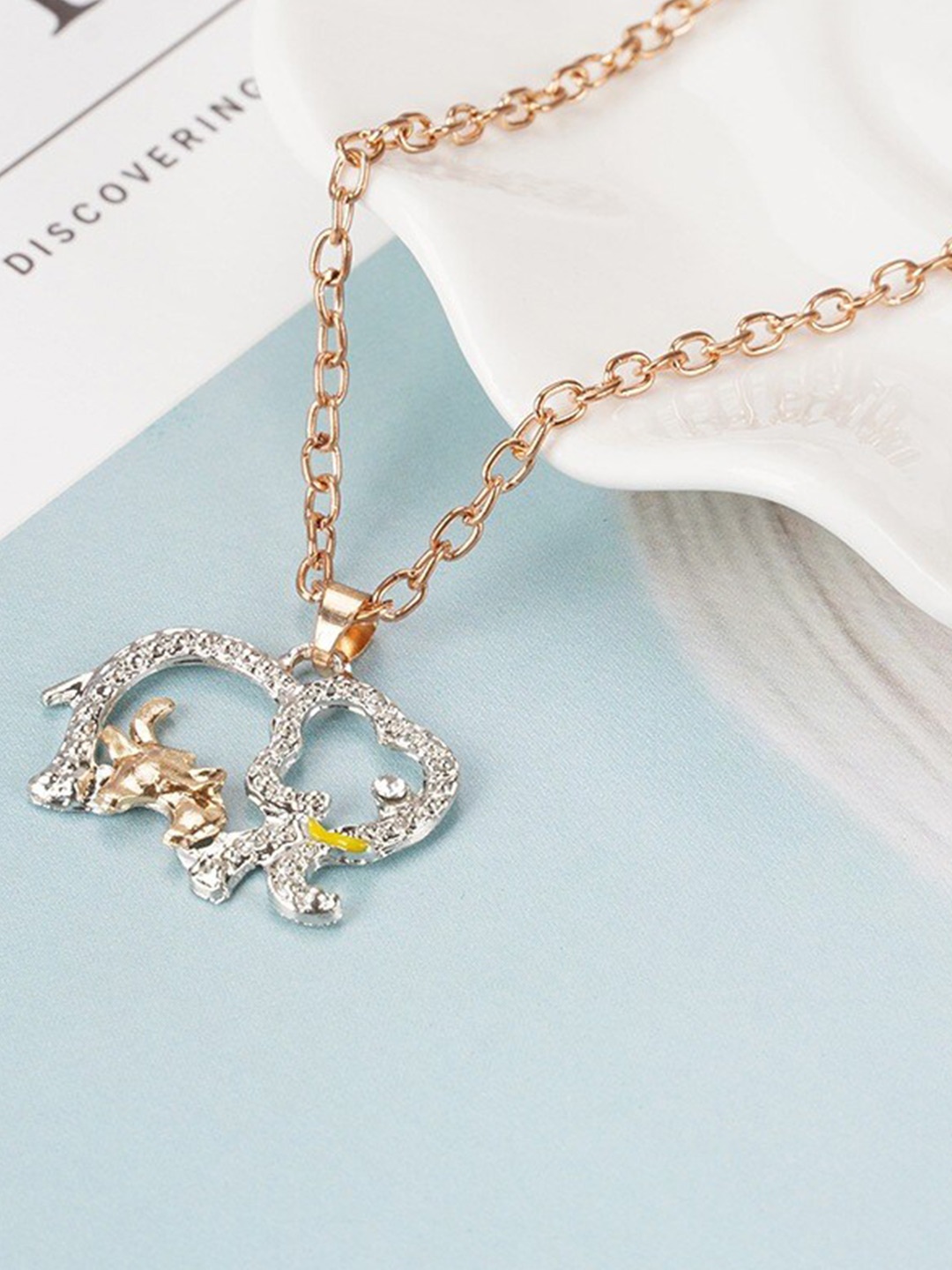 

Pinapes Unisex Gold-Toned & Silver-Toned Gold-Plated Enamelled Necklace