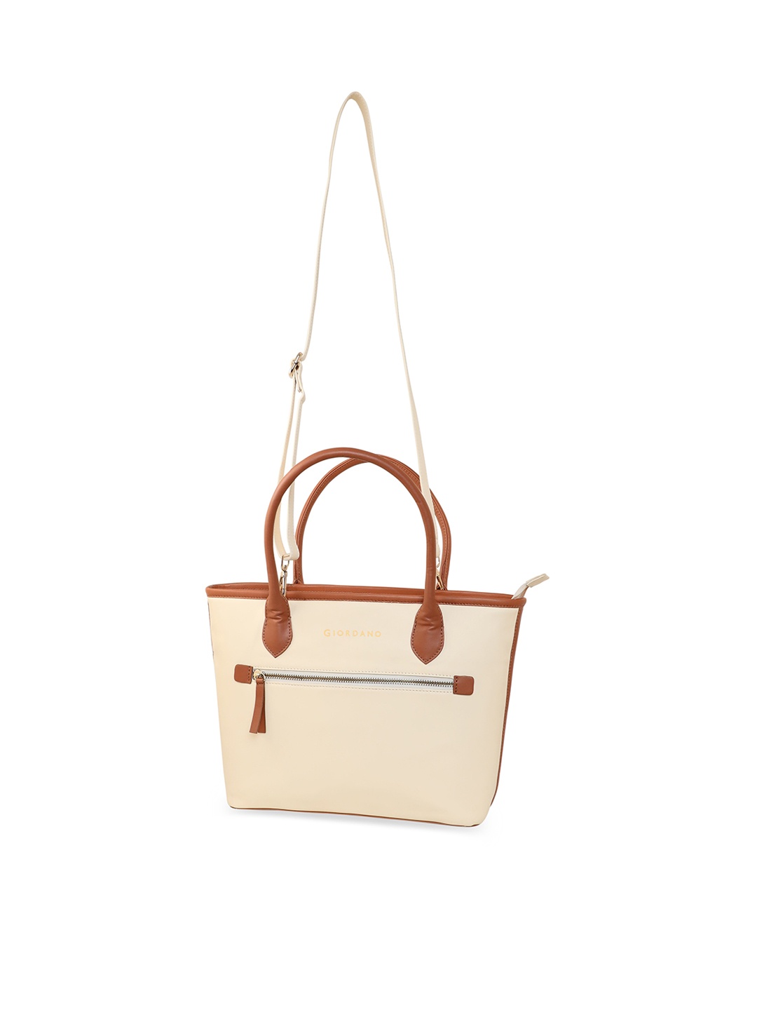 

GIORDANO Women Beige PU Structured Handheld Bag