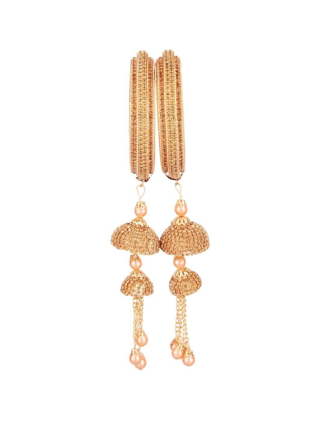 

FEMMIBELLA Set of 2 Gold-Plated & Stone-Studded Bangle Set