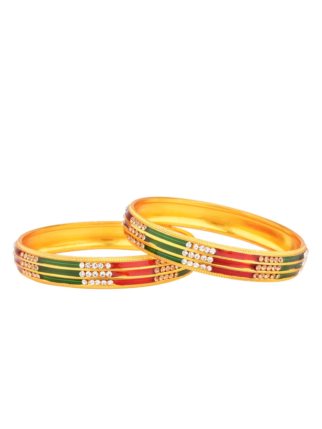 

FEMMIBELLA Gold-Plated Gold-Toned Stone Studded Bangle
