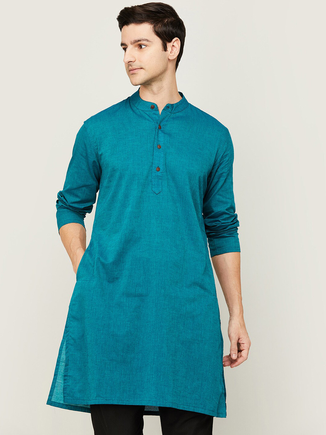

Melange by Lifestyle Men Green Solid Kurta