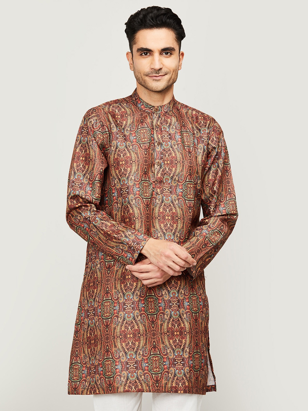 

Melange by Lifestyle Men Brown & Beige Ethnic Motifs Printed Kurta