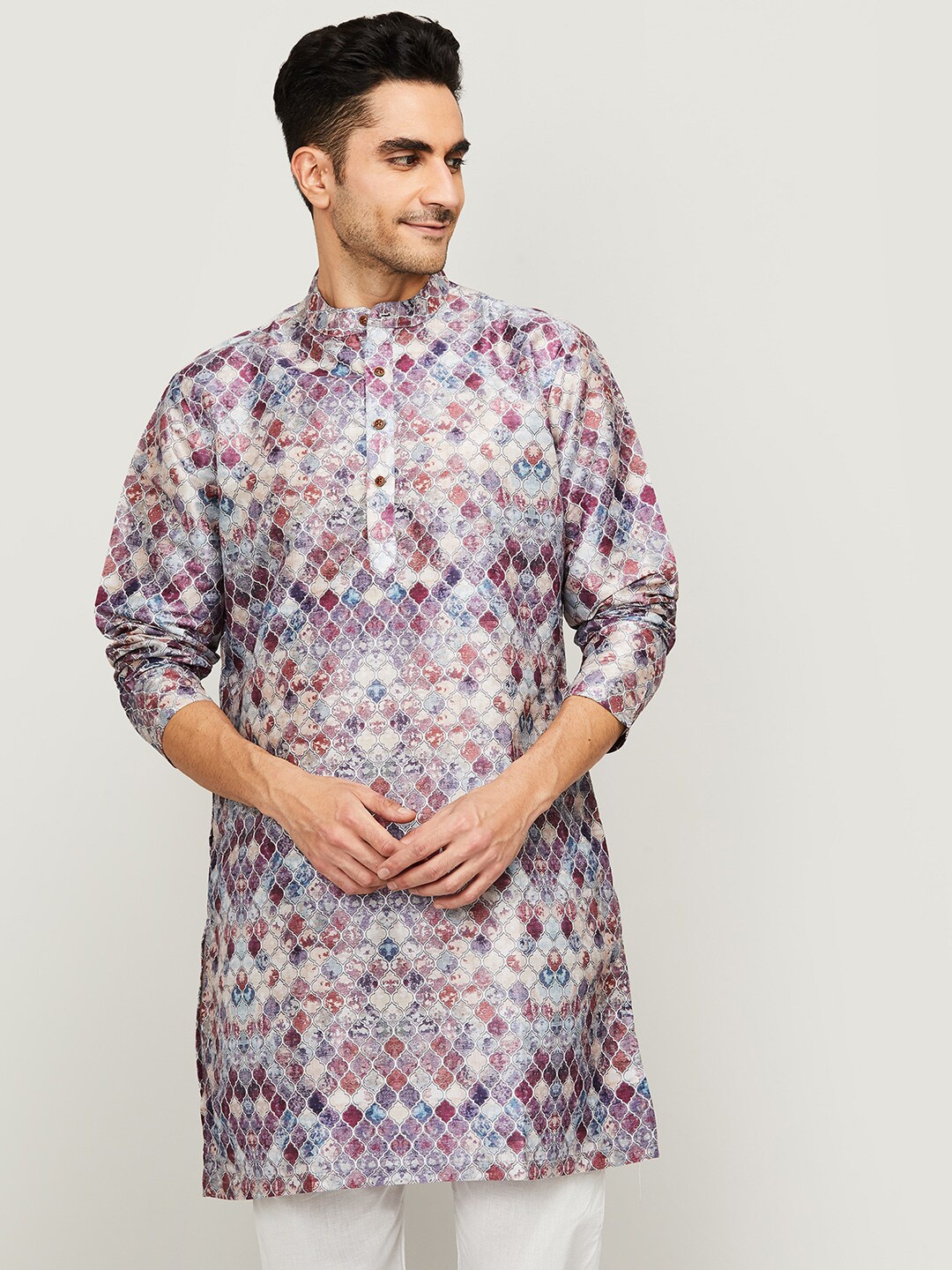 

Melange by Lifestyle Men Geometric Printed Kurta, Purple