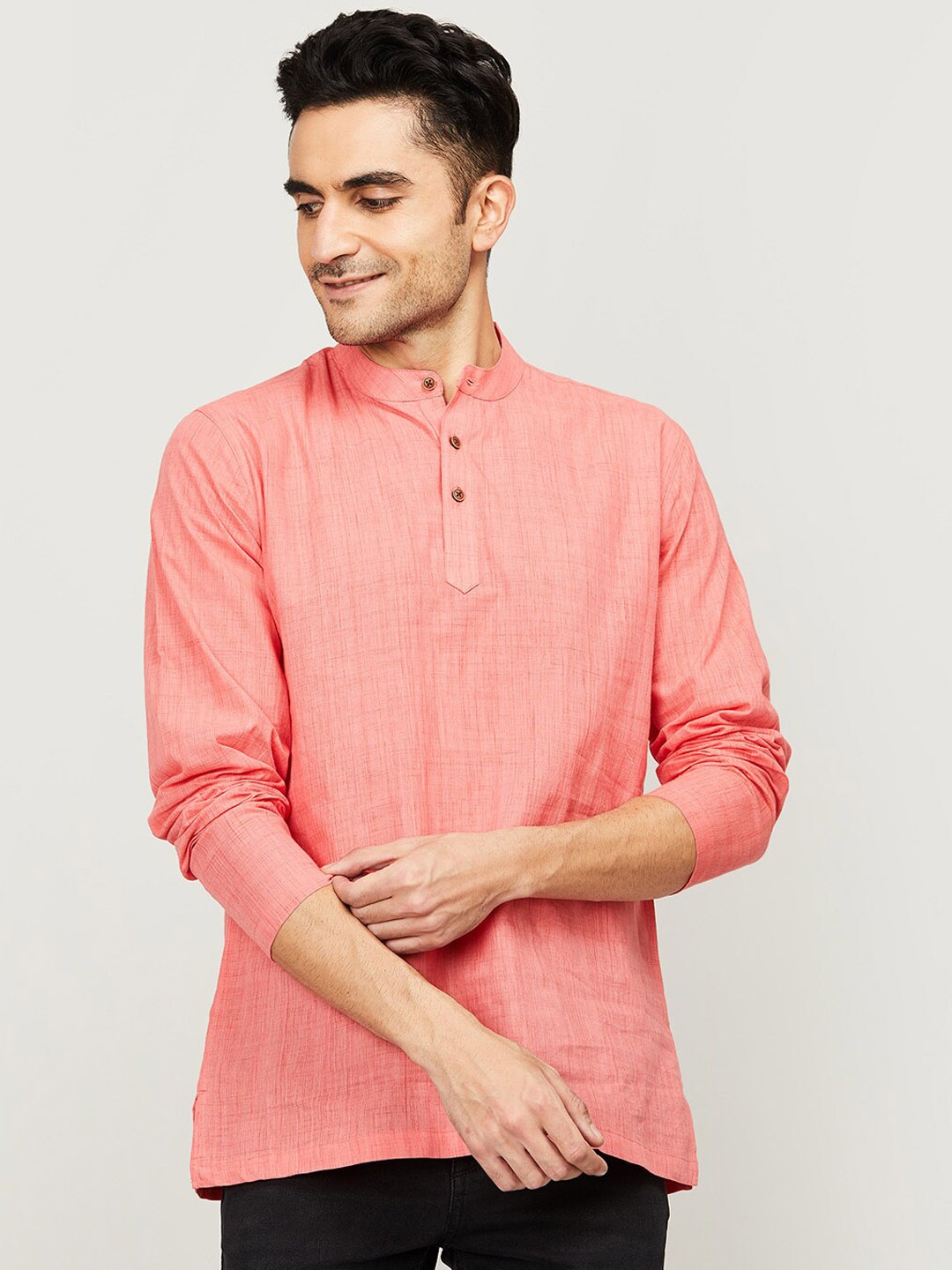 

Melange by Lifestyle Men Pink Solid Kurta