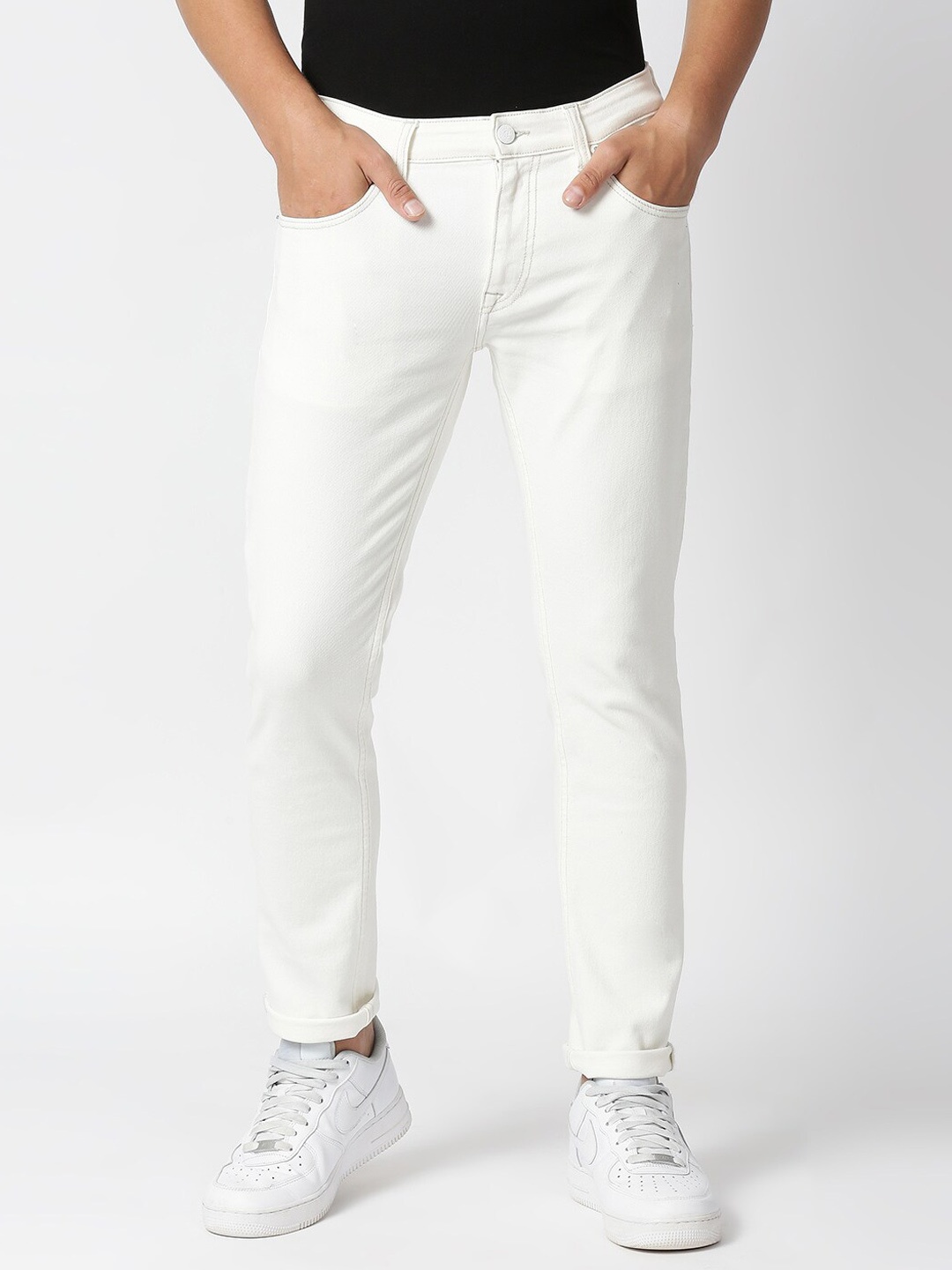 

Pepe Jeans Men Slim Fit Low-Rise Stretchable Jeans, White