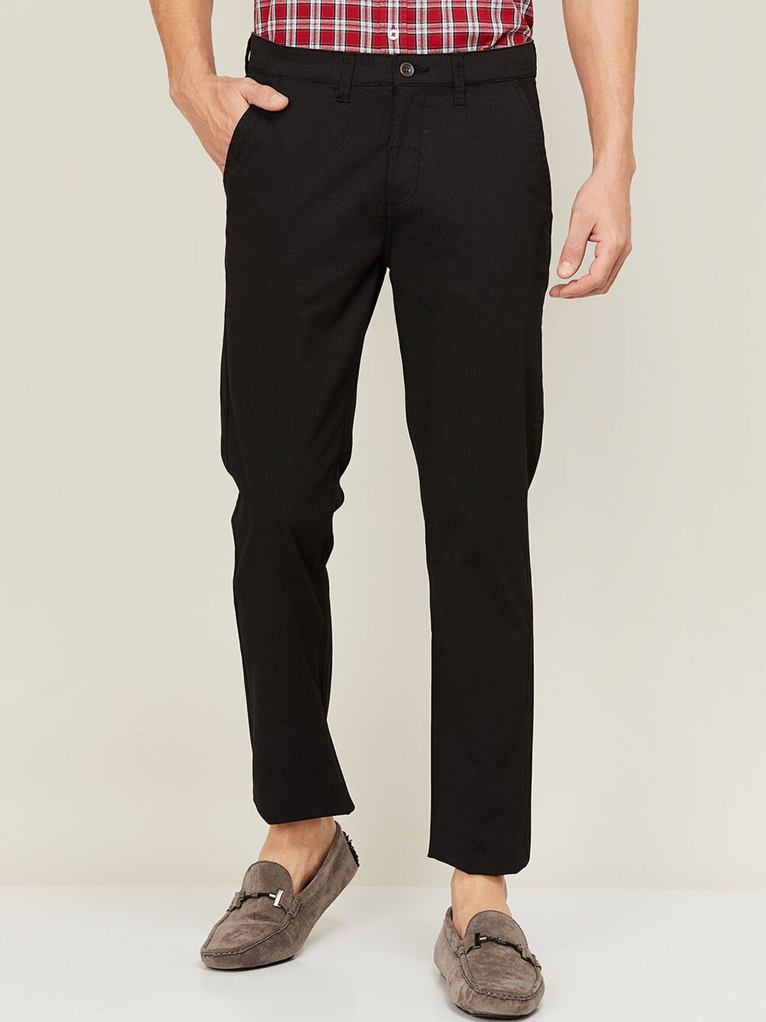 

CODE by Lifestyle Men Black Slim Fit Cotton Trousers