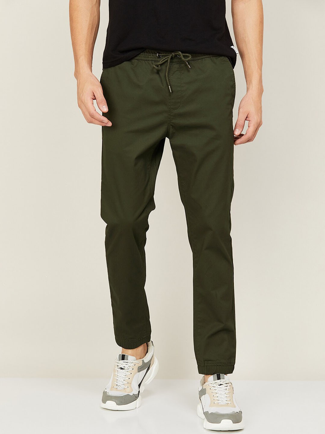 

Fame Forever by Lifestyle Men Olive Green Slim Fit Cotton Joggers