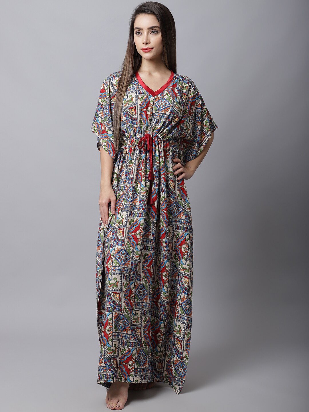 

Boston Club Maroon Printed Maxi Nightdress