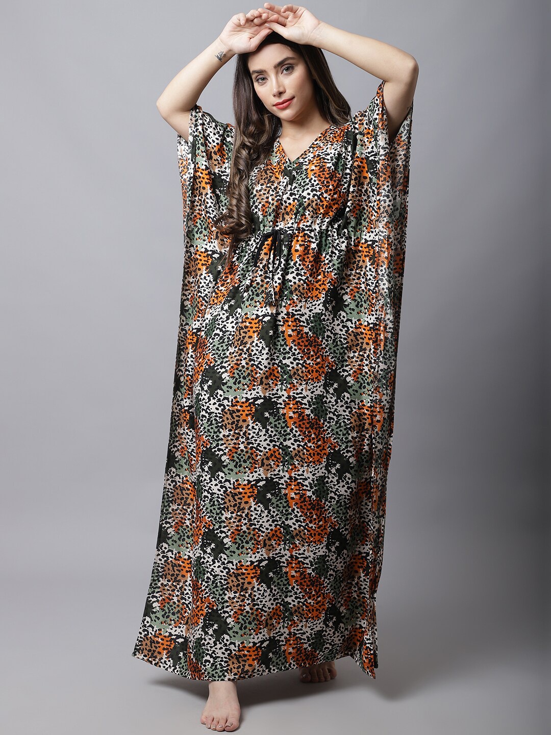 

Boston Club White Printed Maxi Kaftan Nightdress