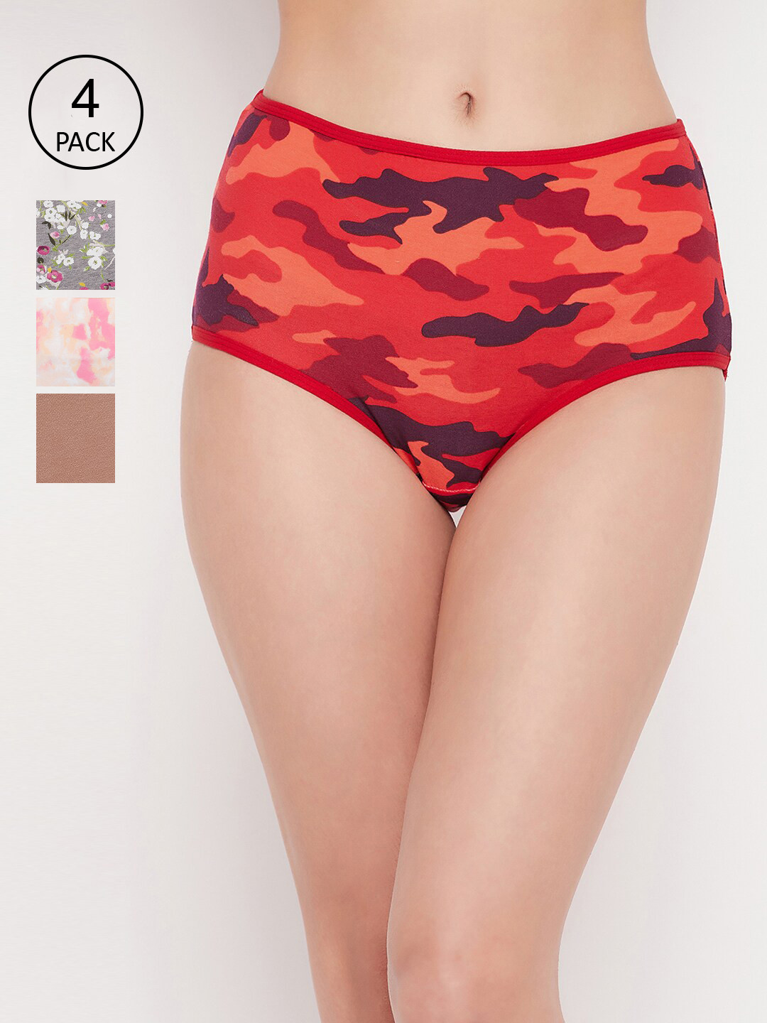 

Clovia Women Pack Of 3 Printed Cotton Hipster Briefs, Grey