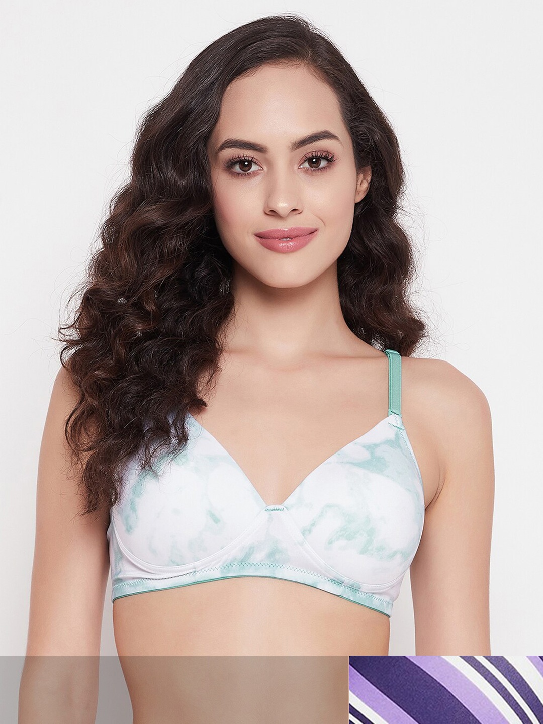 

Clovia Pack of 2 Floral Padded Non-Wired Full Cup Printed Multiway T-Shirt Bra, Lavender