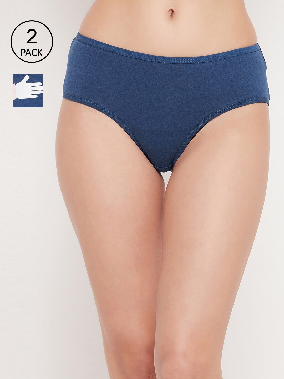 

Clovia Women Pack Of 2 Navy Blue Emoji Print Cotton Hipster Briefs