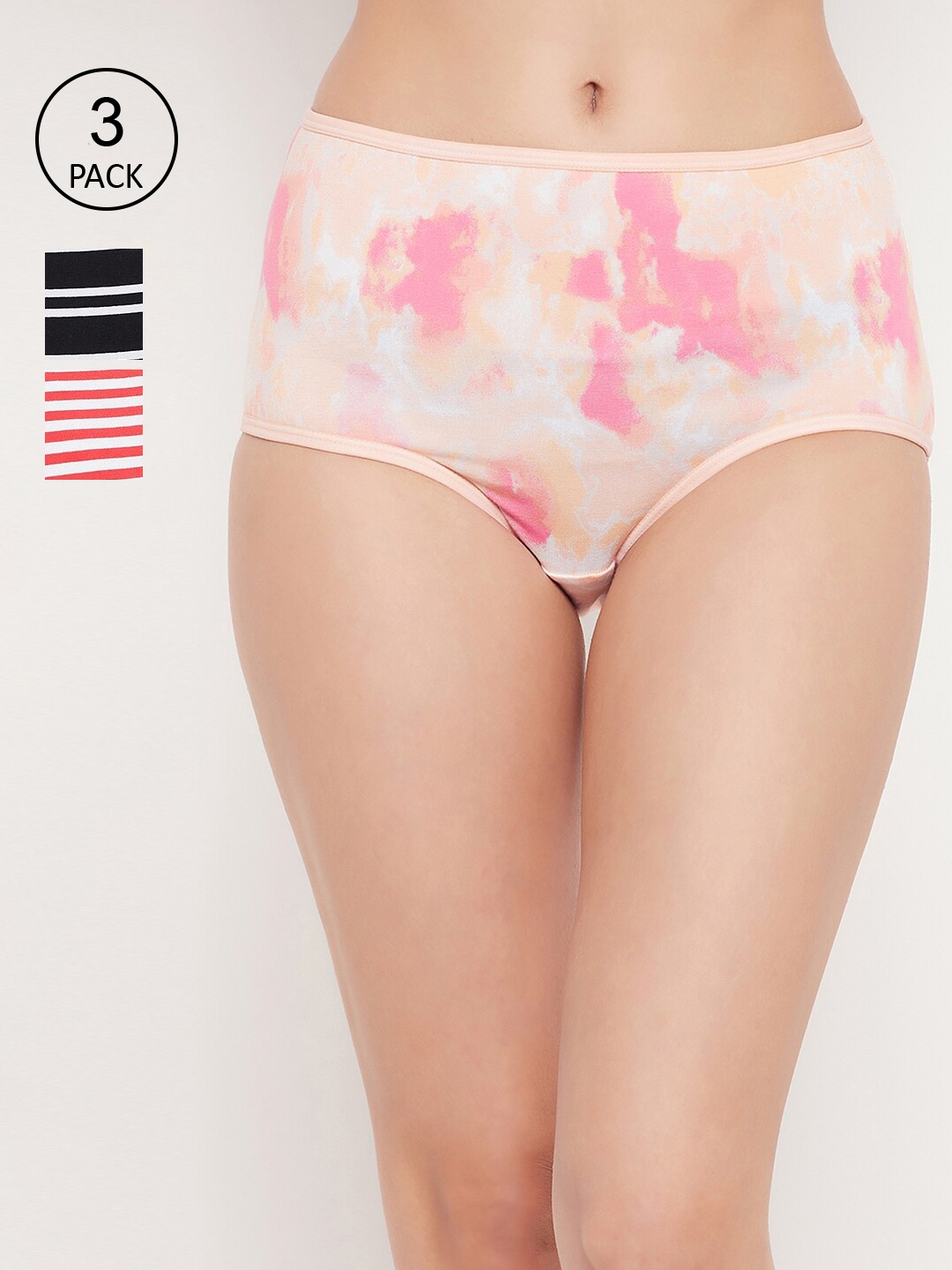 

Clovia Women Pack Of 3 Printed Hipster Cotton Briefs, Black
