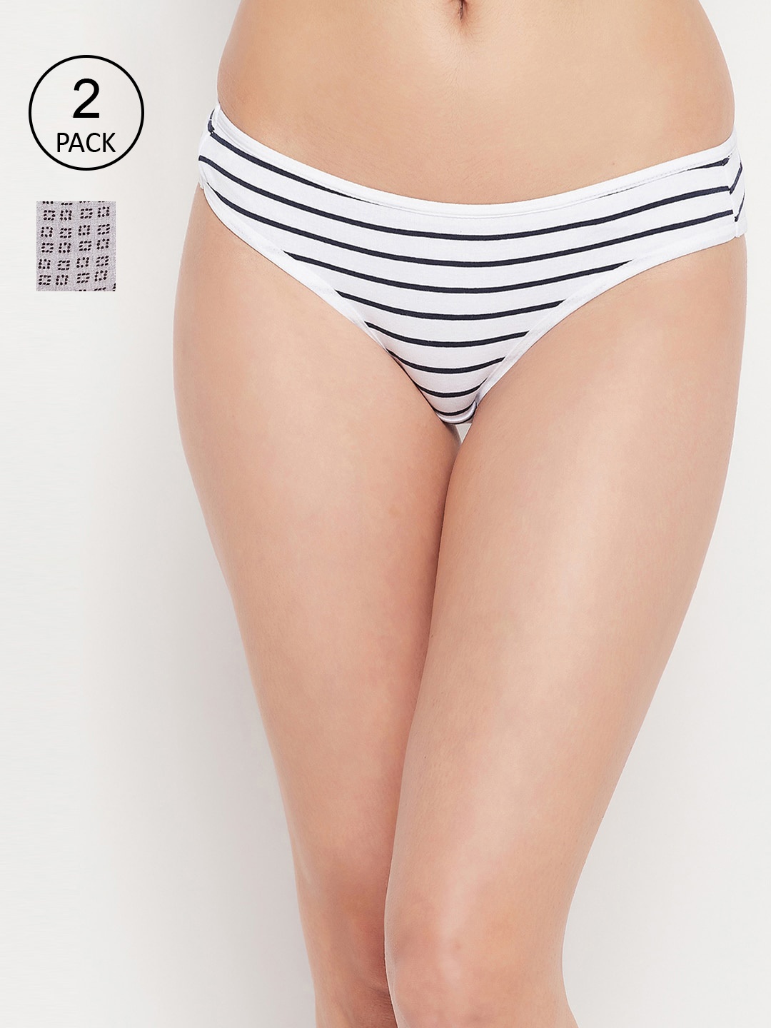 

Clovia Women Pack Of 2 Printed Cotton Bikini Briefs, White