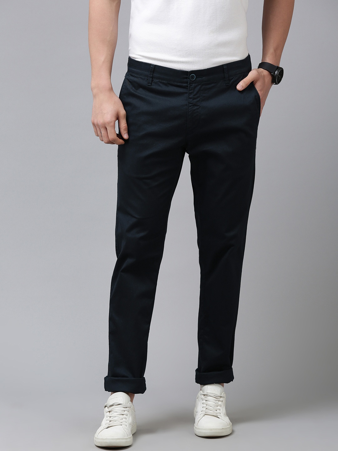 

U S Polo Assn Men Navy Blue Austin Slim Fit Trousers