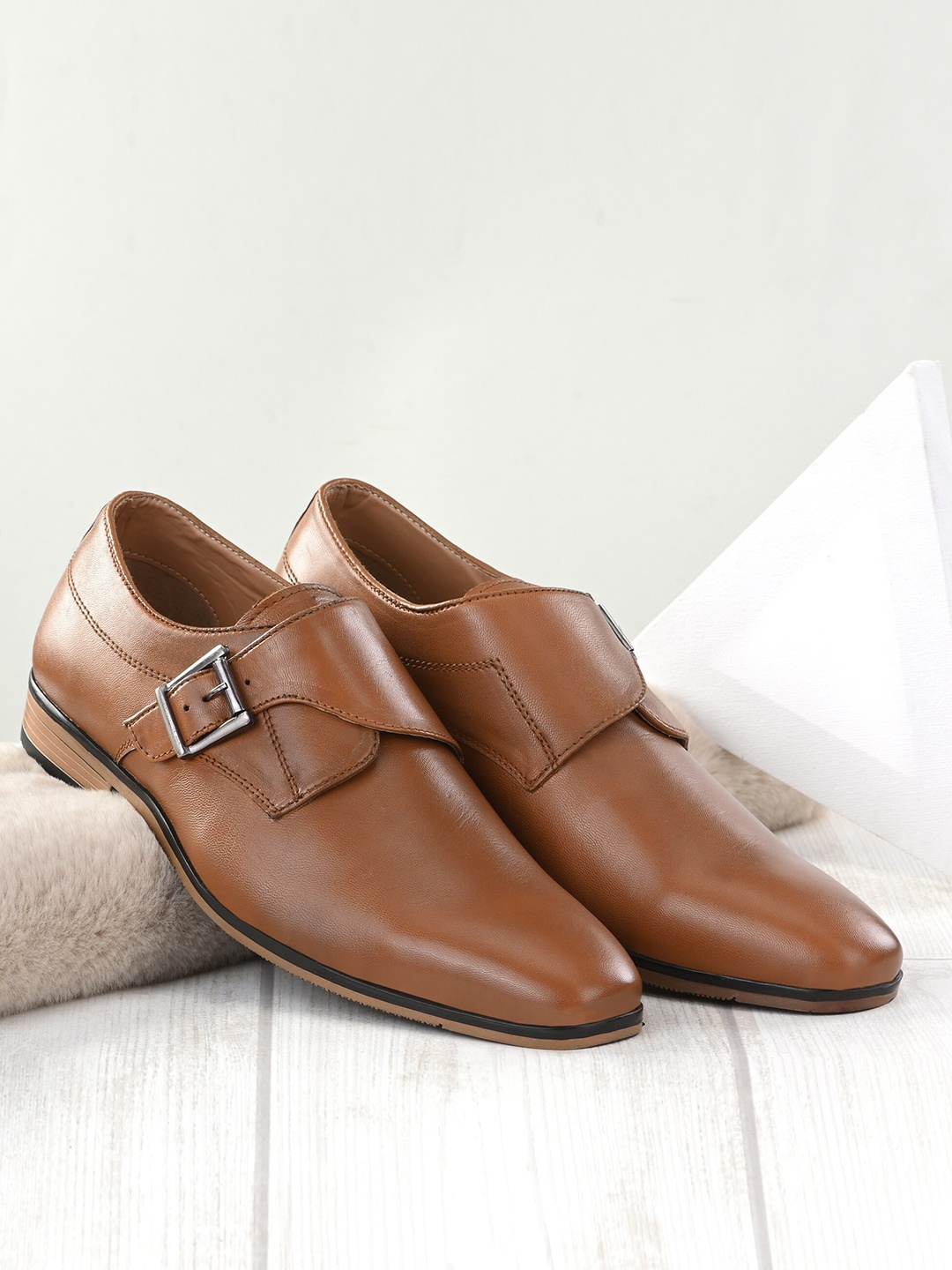 

San Frissco Men Tan Brown Formal Monk Shoes