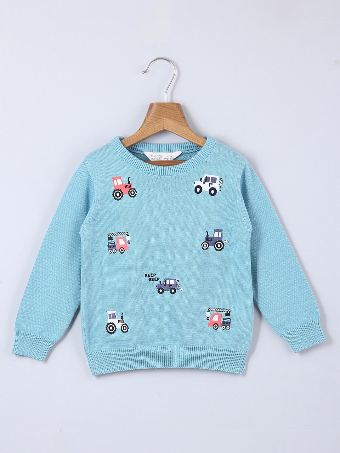 

Beebay Boys Blue & Blue Embroidered Pullover Sweater