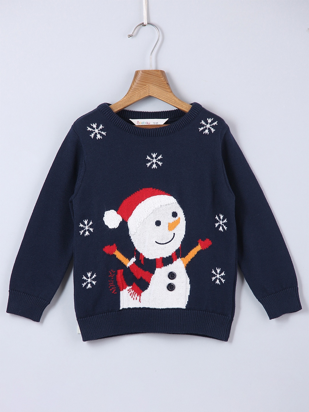 

Beebay Boys Navy Blue & White Ribbed with Embroidered Detail Pullover Sweater