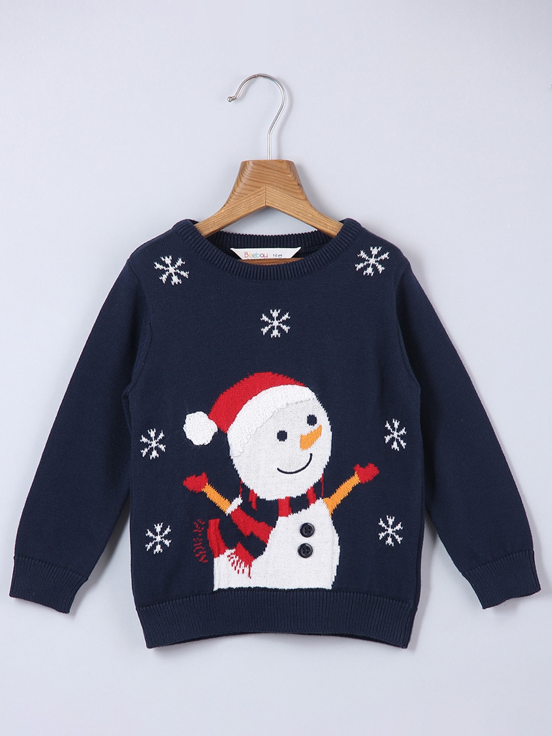 

Beebay Boys Navy Blue & White Embroidered Pullover Sweater