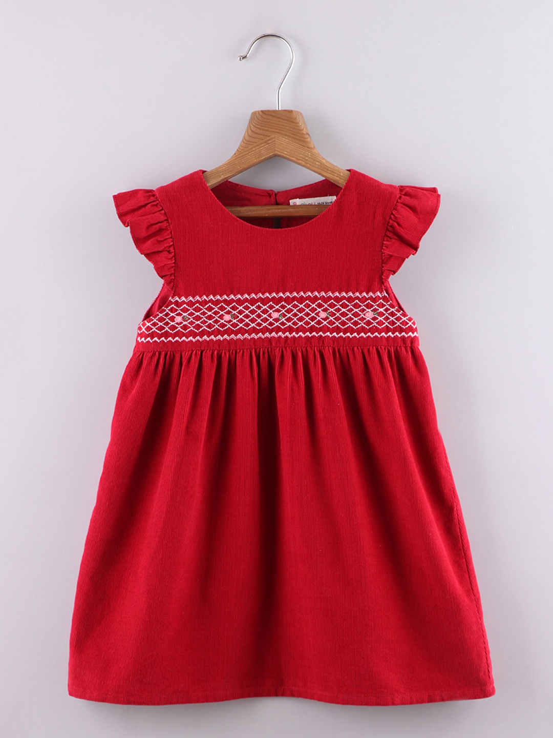 

Beebay Girls Red Embroidered Cotton A-Line Dress