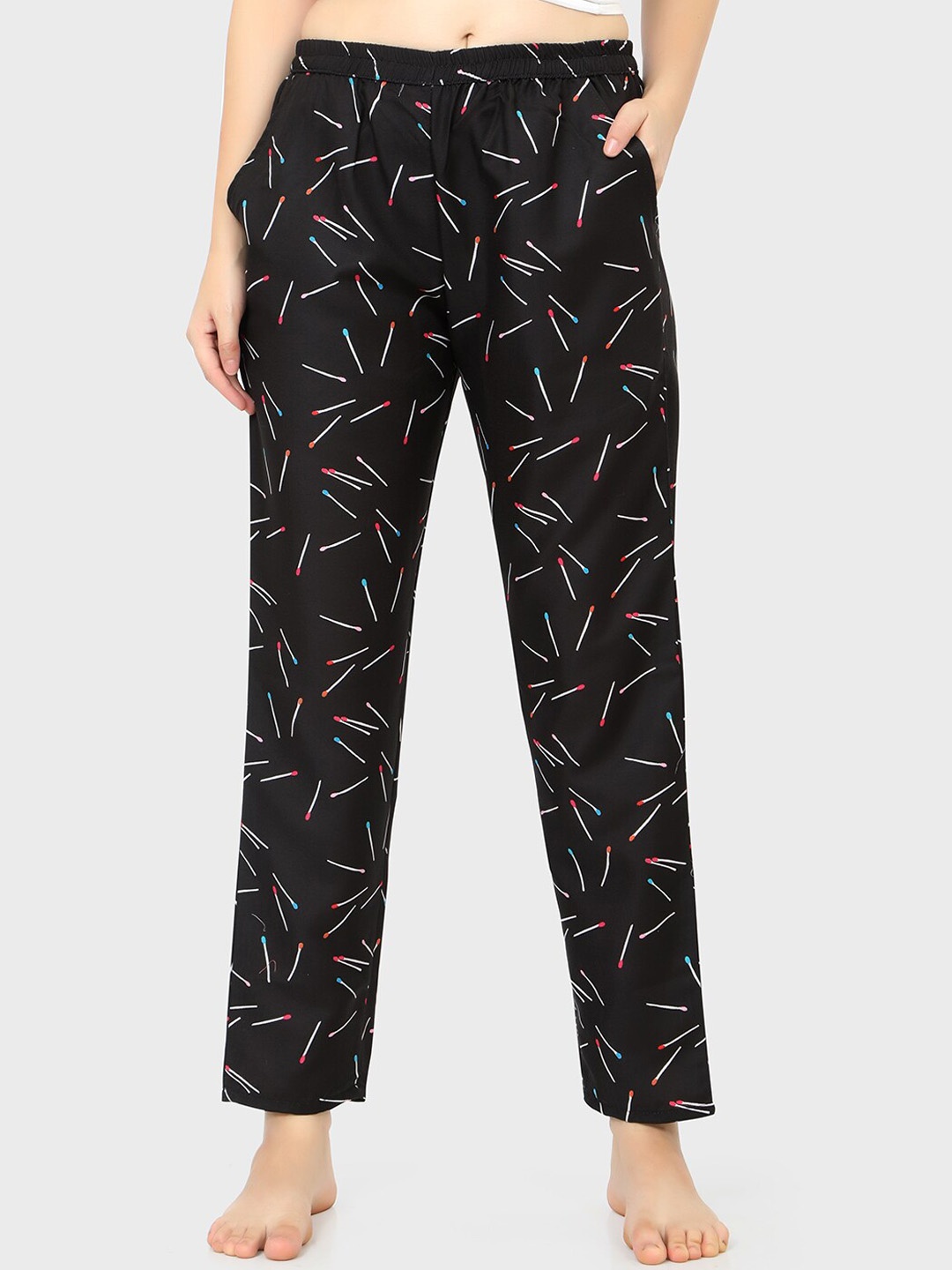 

Sand Dune Women Black Printed Cotton Lounge Pants