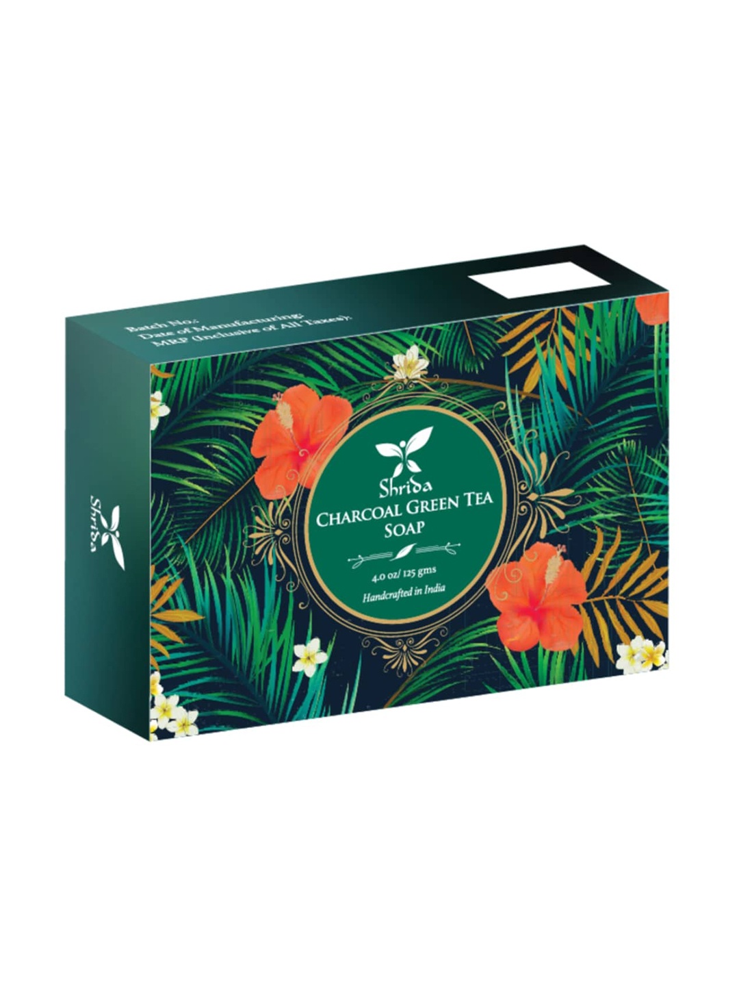 

Shrida Cruelty-Free Handmade Charcoal Green Tea Soap - 125 g