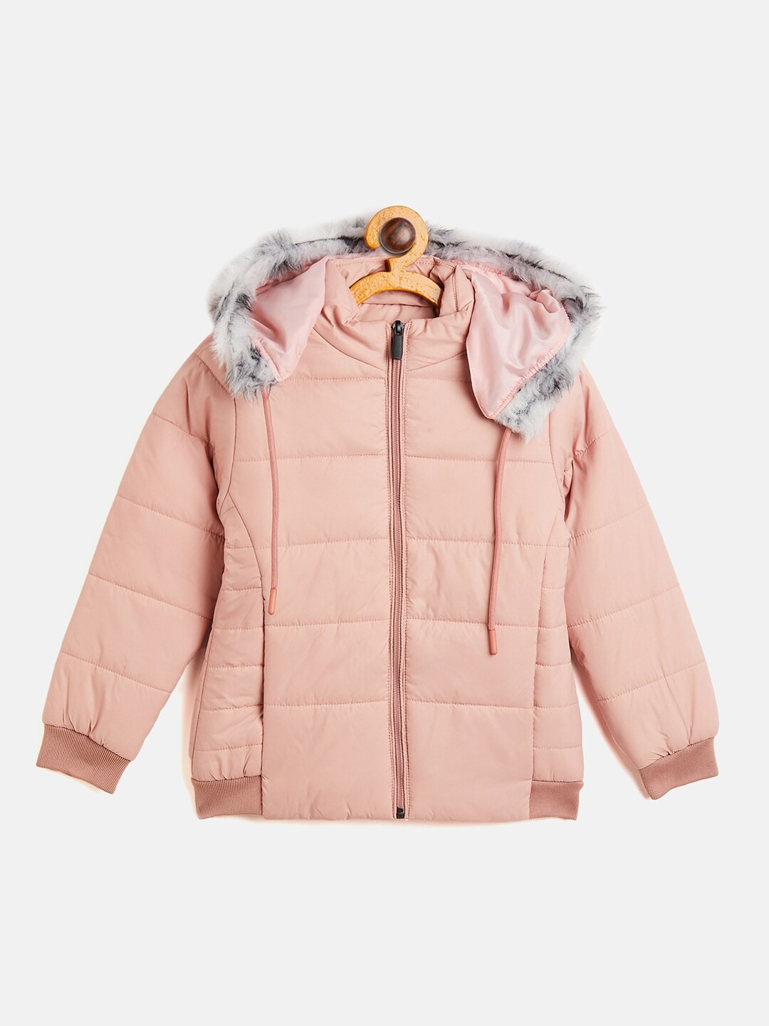 

Camey Teen-Girls Peach-Coloured Lightweight Hooded Parka Jacket
