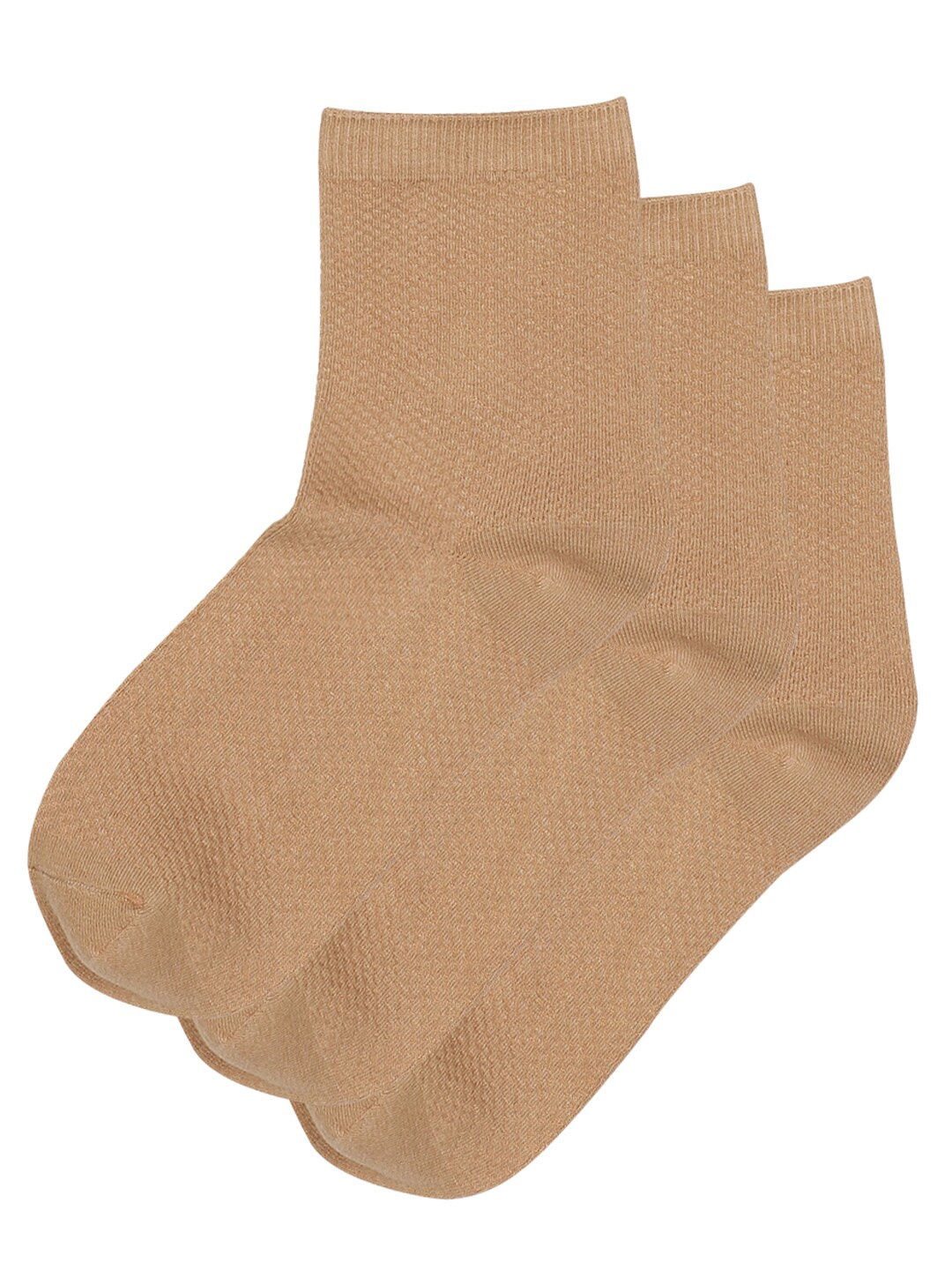 

TOFFCRAFT Men Pack Of 3 Beige Solid Ankle Length Cotton Socks