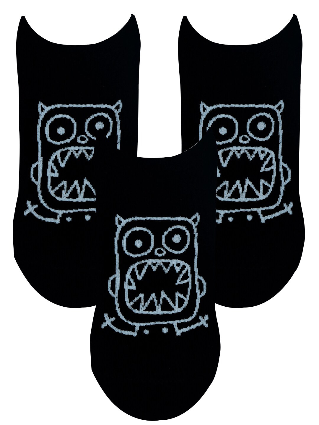 

TOFFCRAFT Men Pack Of 3 Black Printed Cotton Ankle-Length Socks