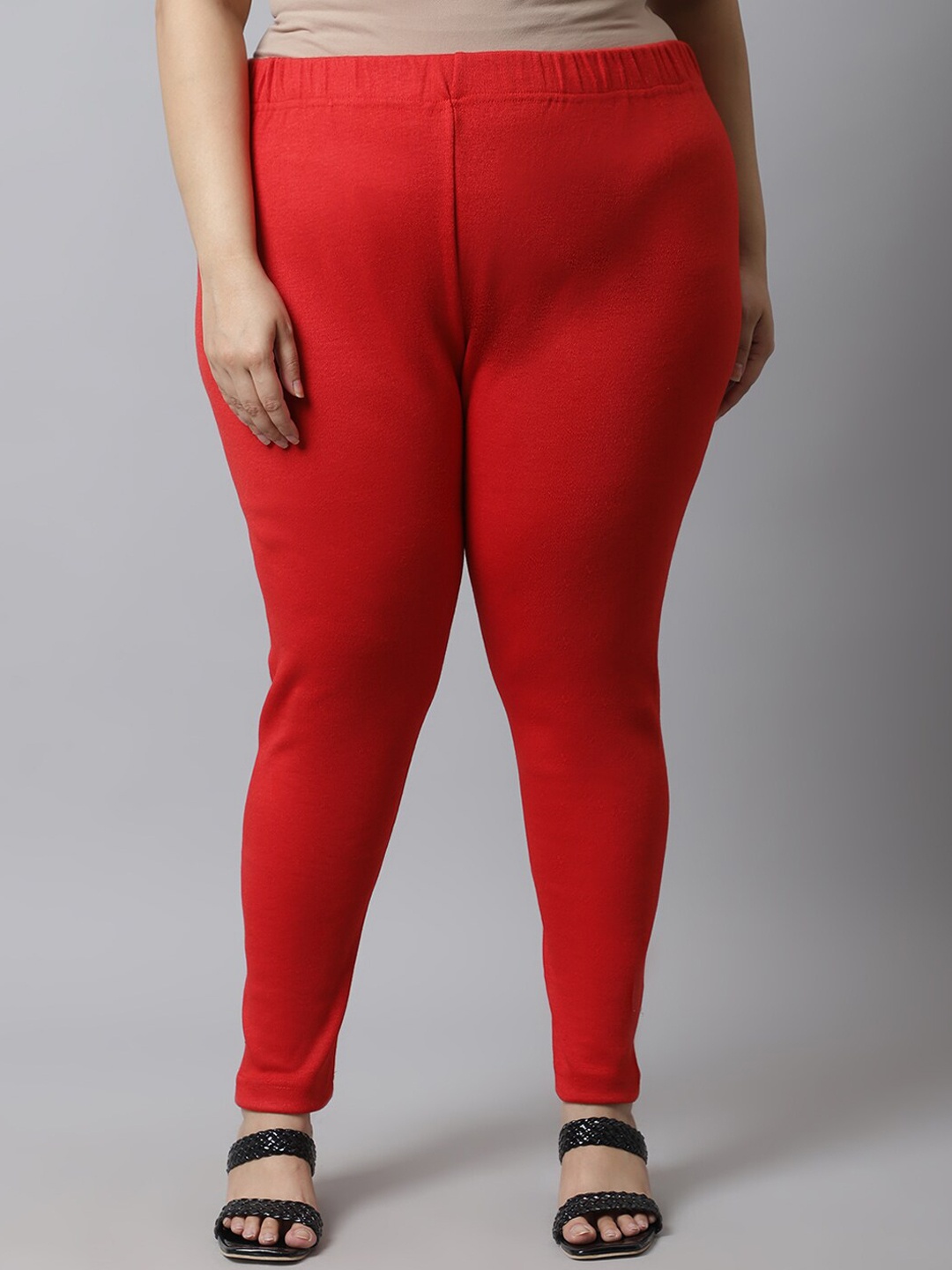 

TAG 7 Women Red Plus Size Solid Ankle-Length Leggings