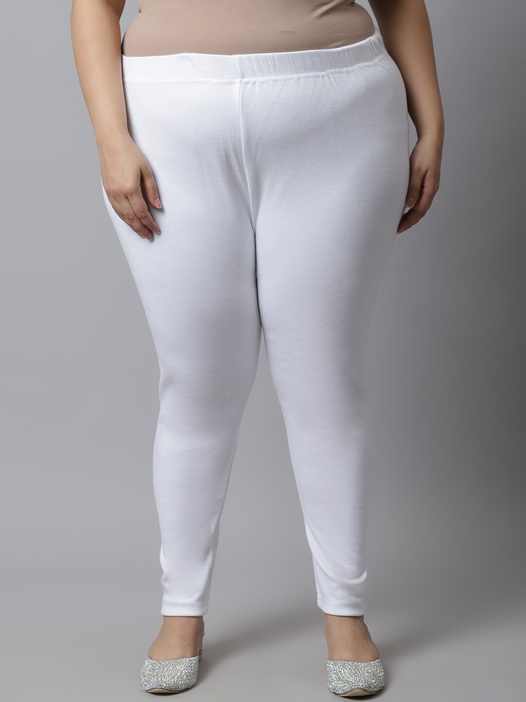 

TAG 7 Women White Plus size Solid Ankle-Length Leggings