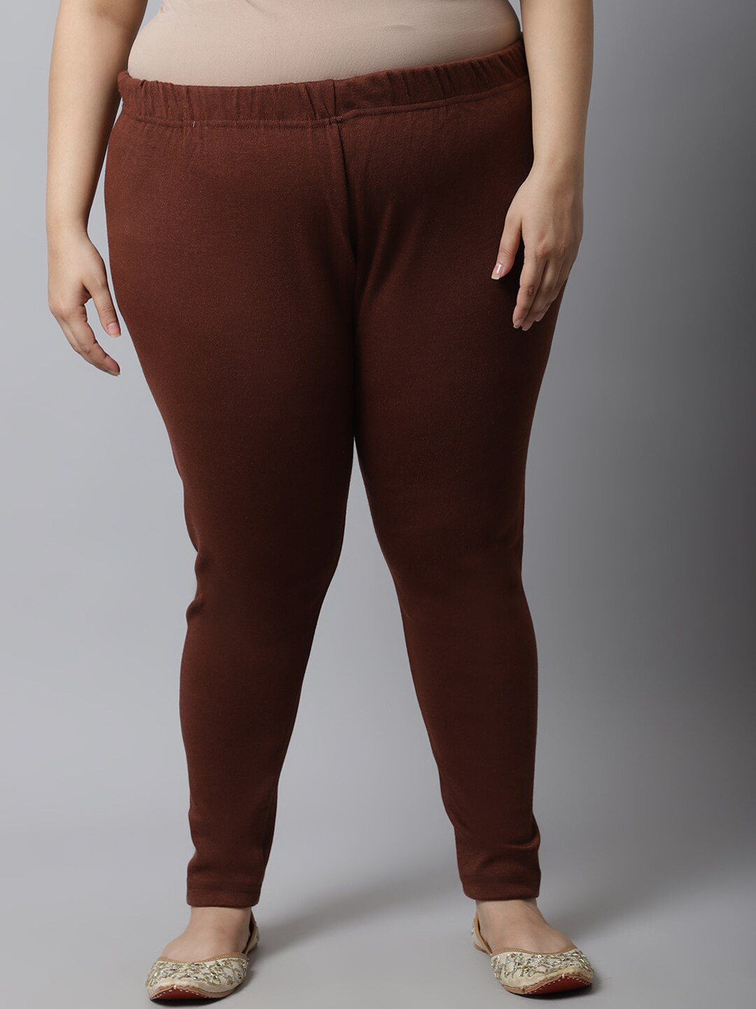 

TAG 7 Women Plus size Brown Solid Ankle-Length Leggings