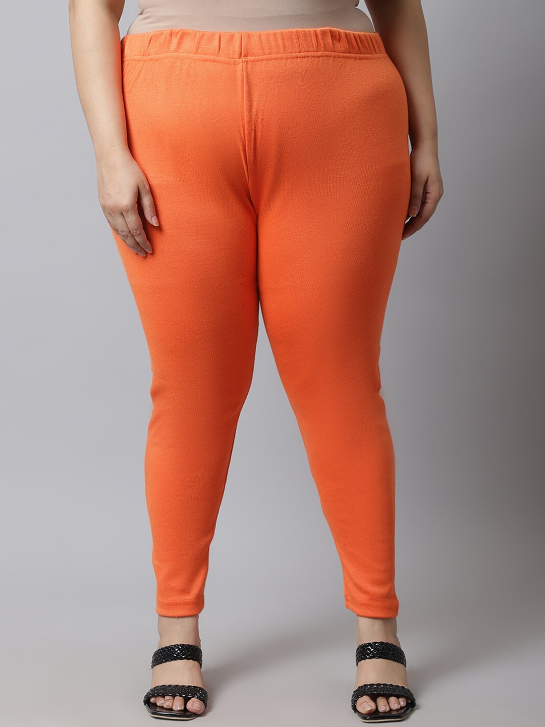 

TAG 7 Women Plus size Orange Solid Ankle-Length Leggings