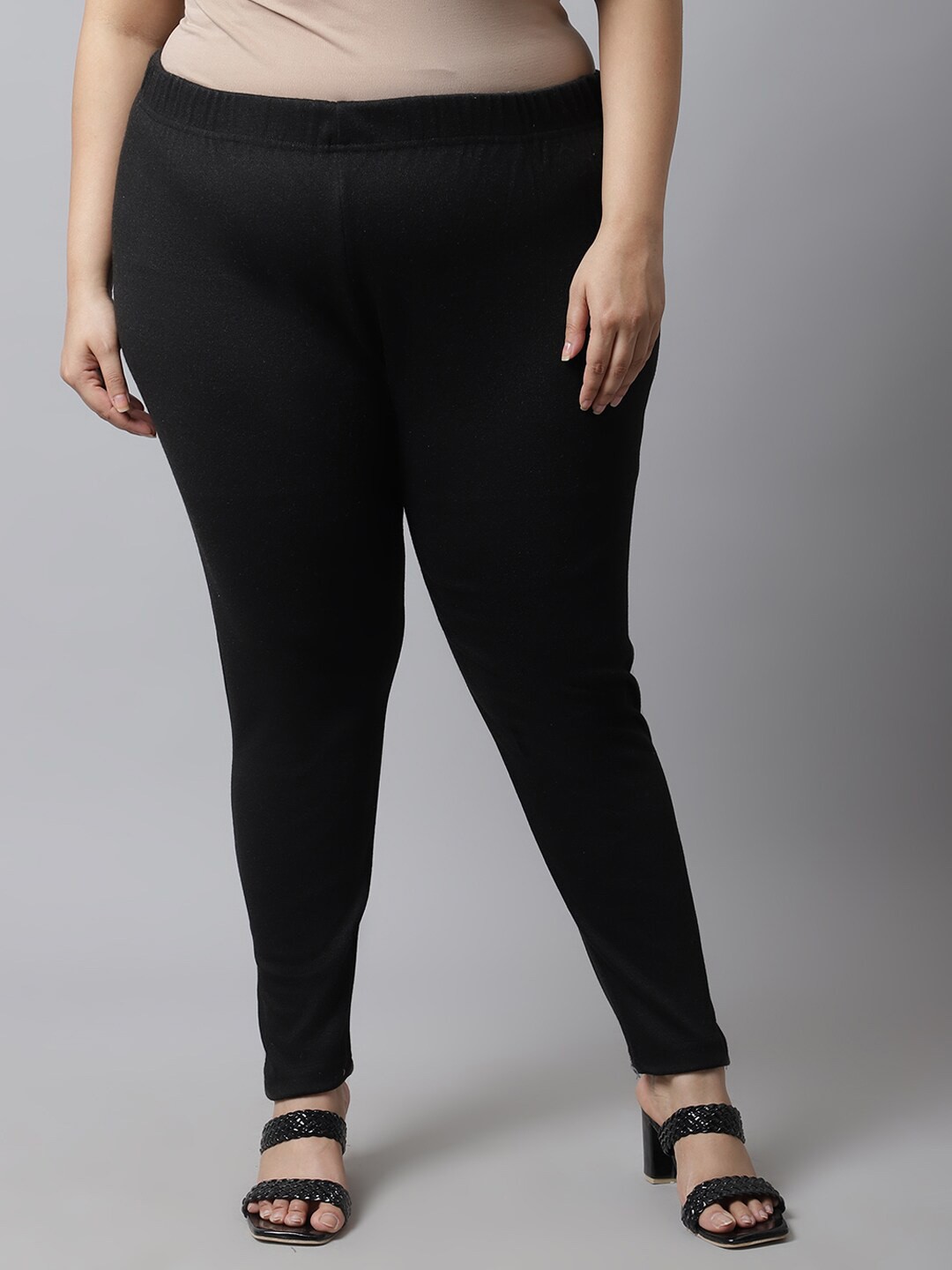 

TAG 7 Women Plus size Black Solid Ankle-length Leggings