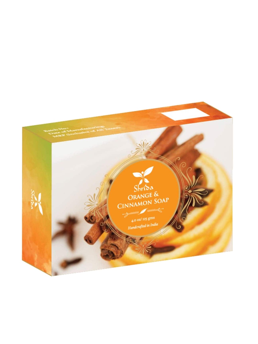 

Shrida Cruelty-Free Handmade Orange & Cinnamon Soap - 125 g, Yellow