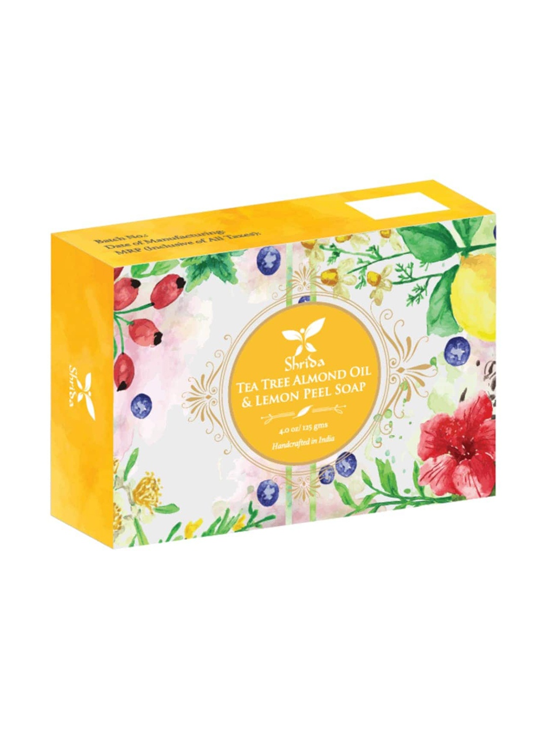 

Shrida Cruelty-Free Handmade Tea Tree Almond Oil & Lemon Peel Soap - 125 g, Yellow