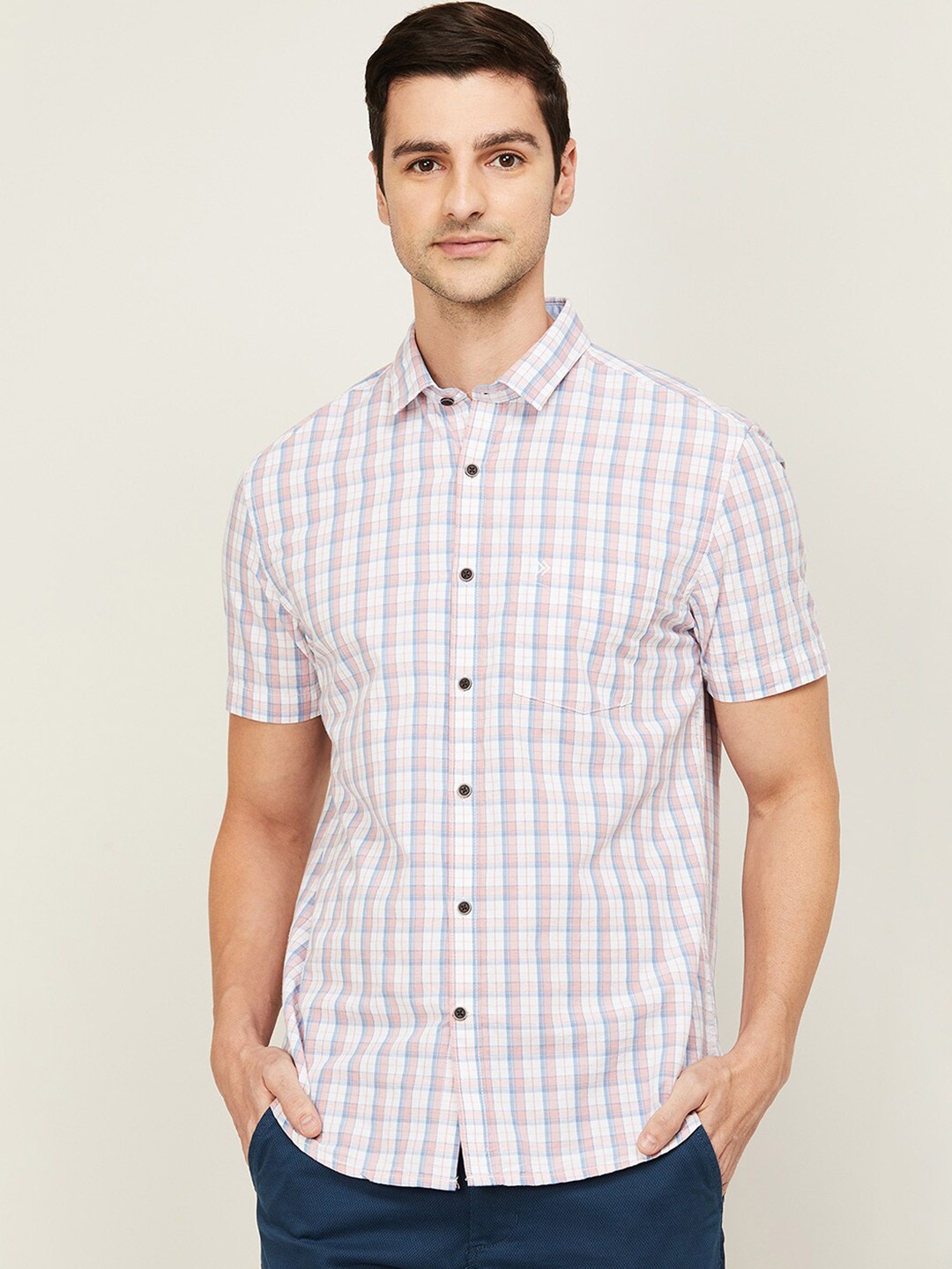 

CODE by Lifestyle Men Pink Slim Fit Checked Casual Shirt