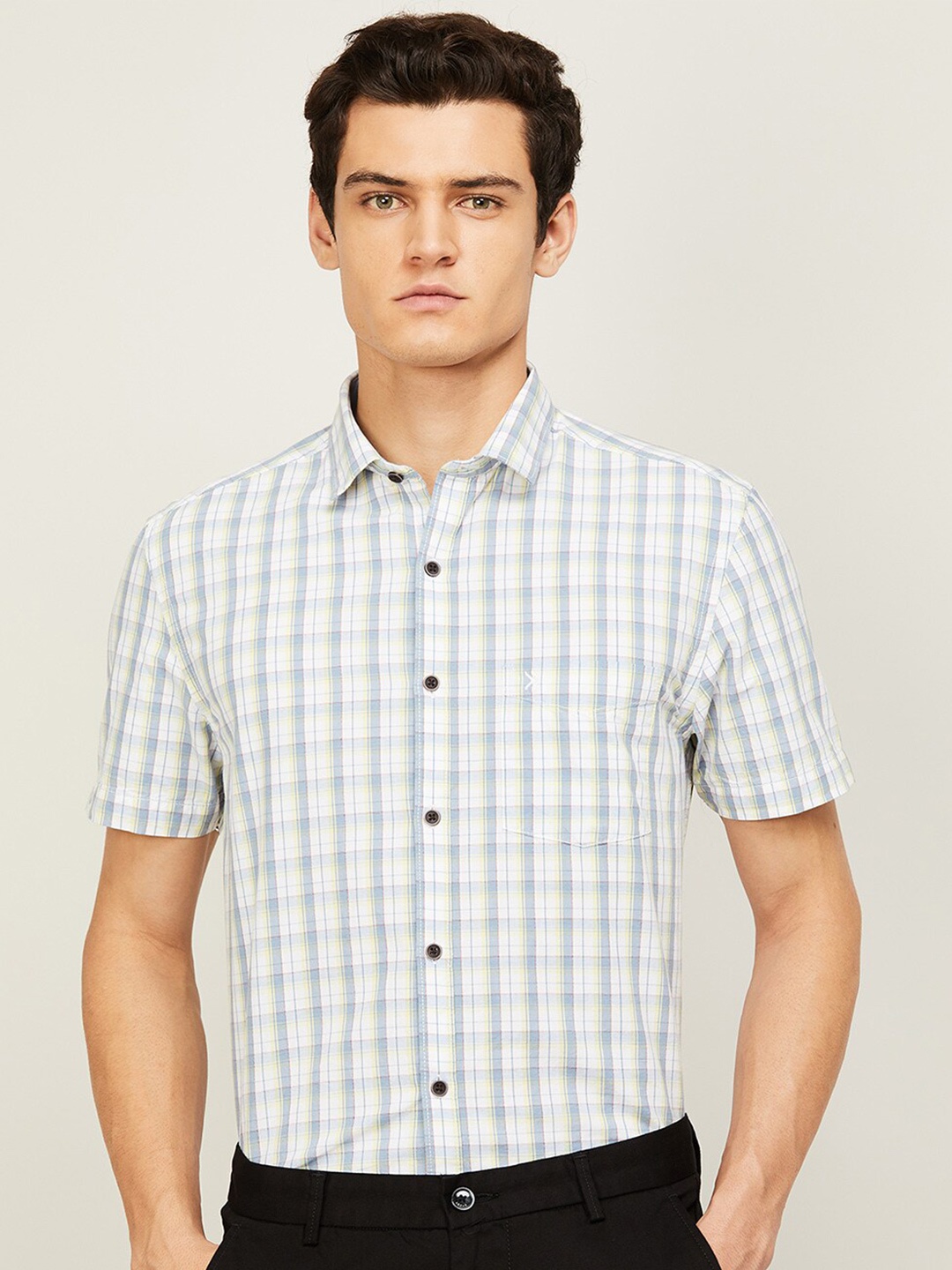 

CODE by Lifestyle Men Blue Slim Fit Grid Tattersall Checks Checked Casual Shirt