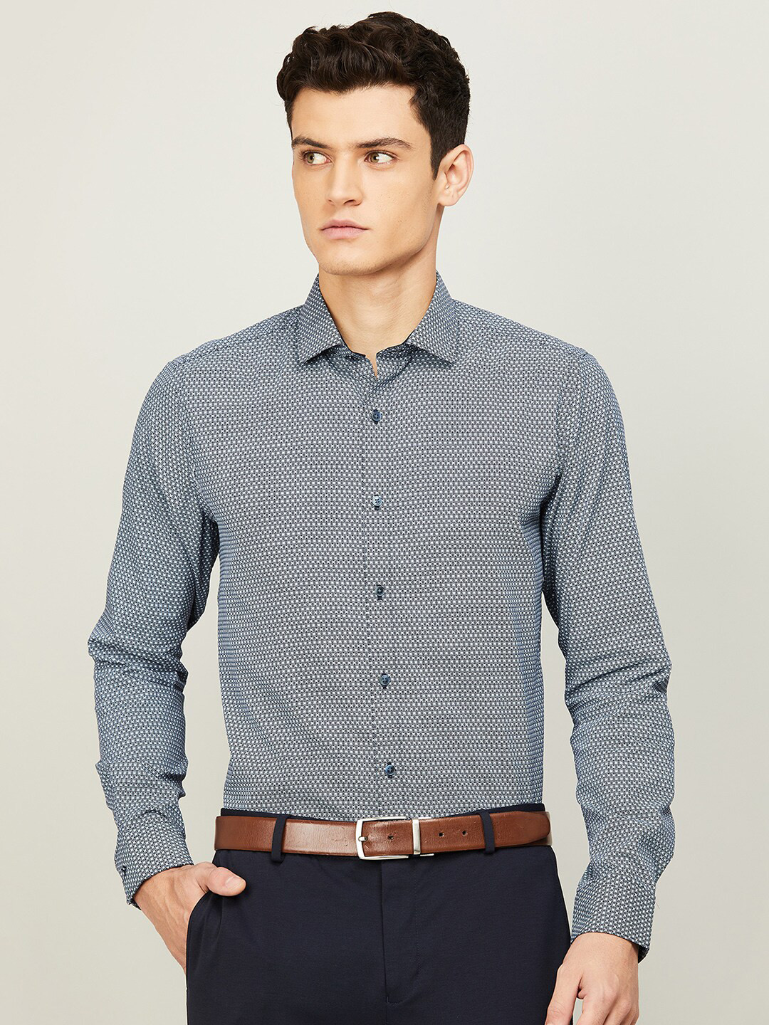 

CODE by Lifestyle Men Green Slim Fit Printed Formal Shirt