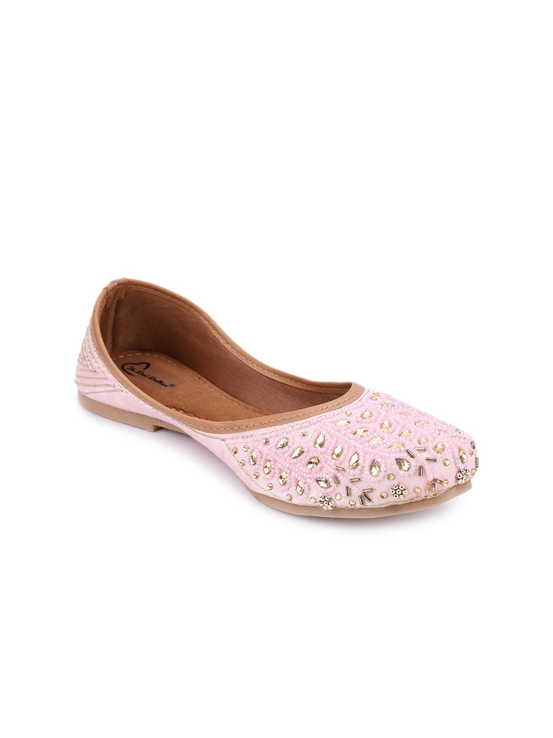 

The Desi Dulhan Women Pink Embellished Ethnic Mojaris Flats