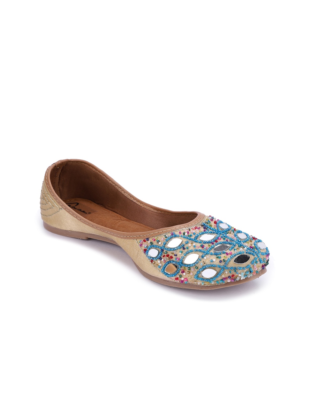 

The Desi Dulhan Women Gold-Toned Embellished Mojaris Flats