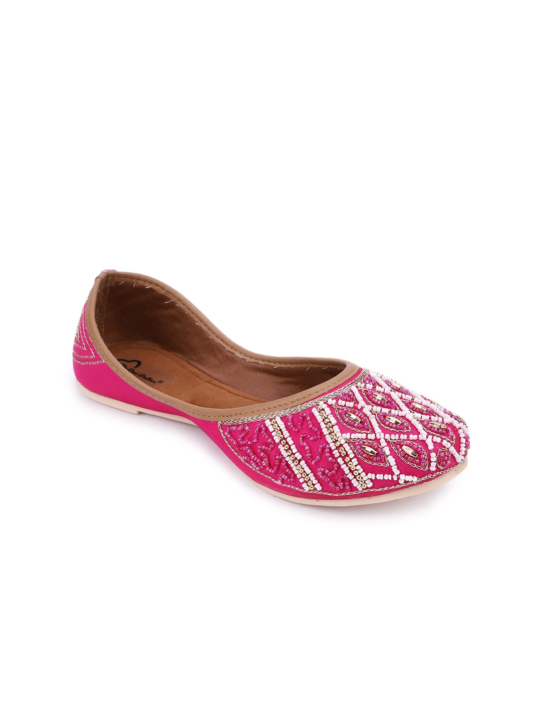 

The Desi Dulhan Women Magenta Embellished Mojaris Flats