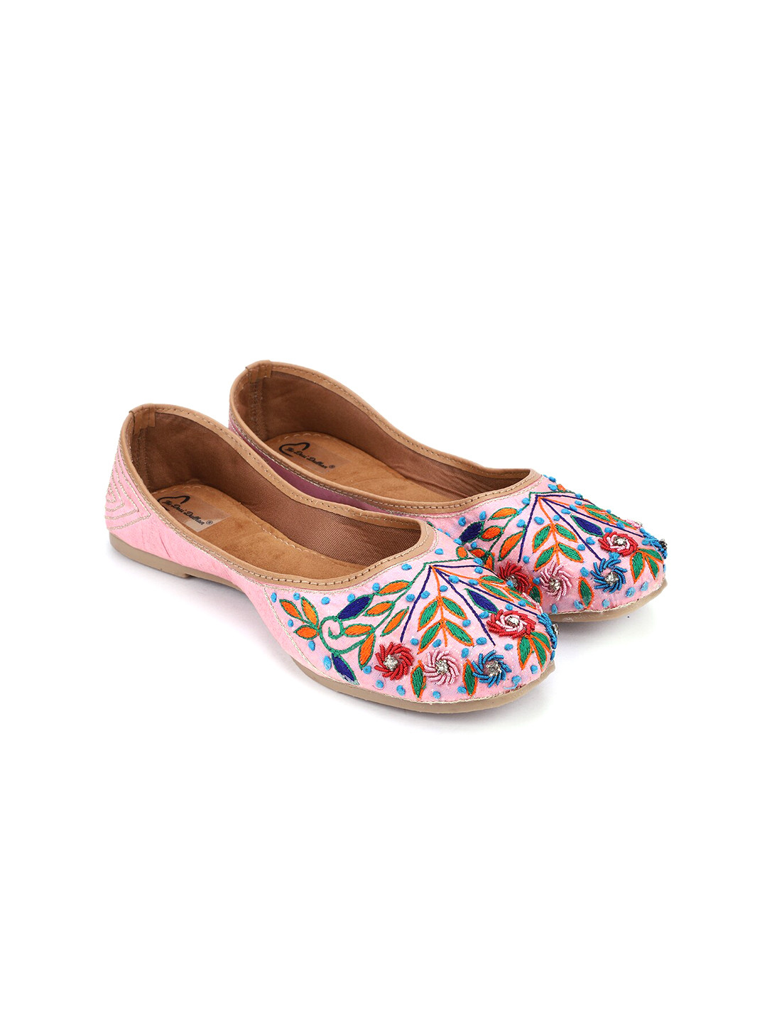 

The Desi Dulhan Women Pink Embellished Mojaris Flats