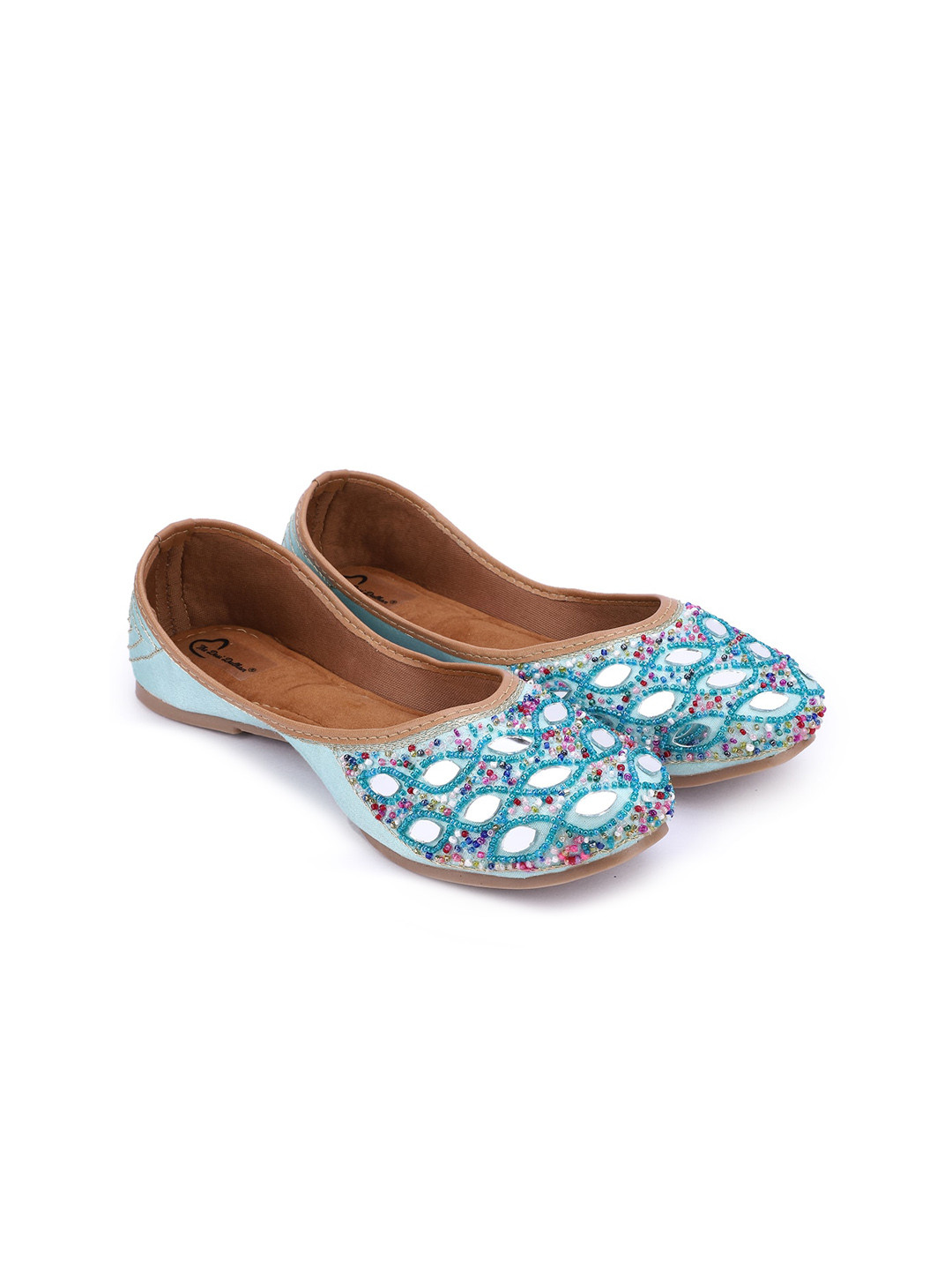 

The Desi Dulhan Women Blue Embellished Mojaris Flats