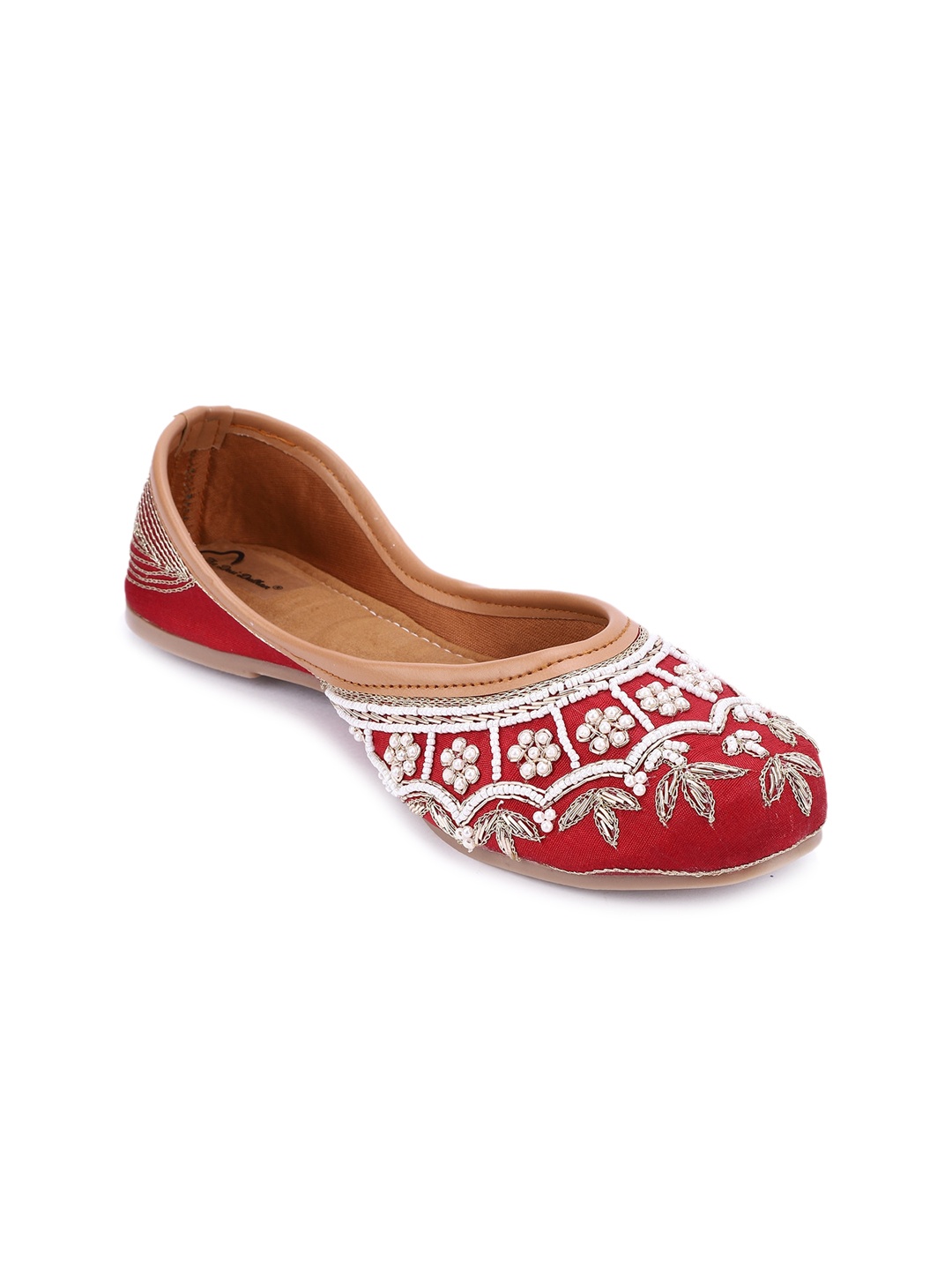 

The Desi Dulhan Women Maroon Embellished Mojaris Flats