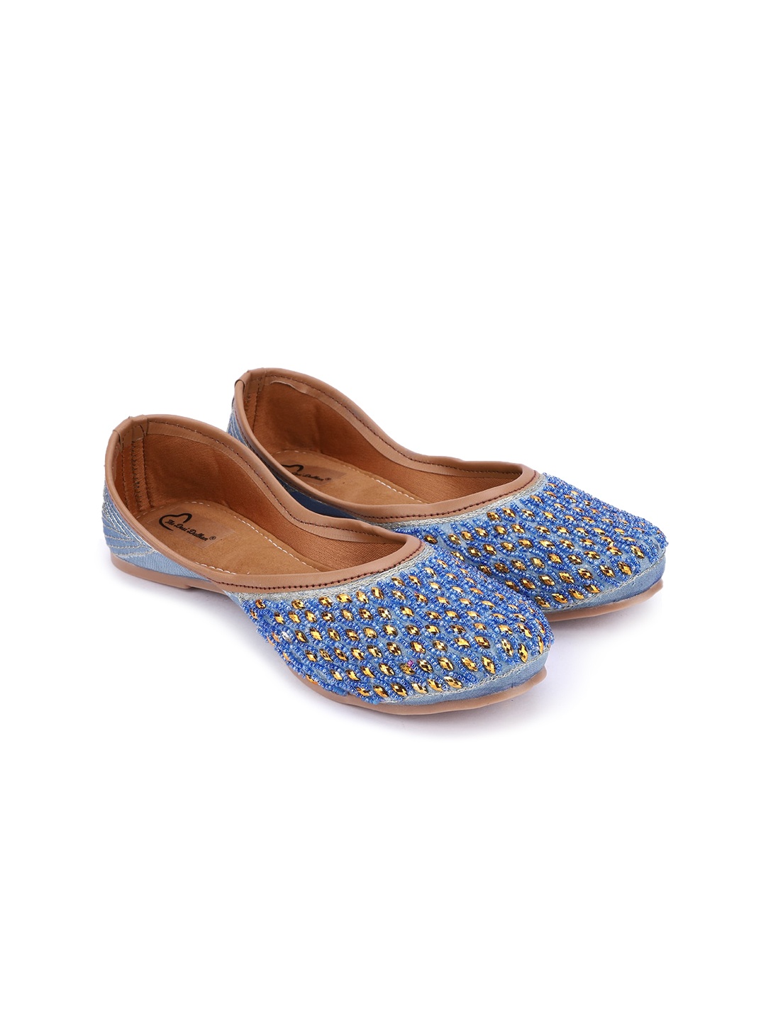 

The Desi Dulhan Women Blue Embellished Mojaris Flats