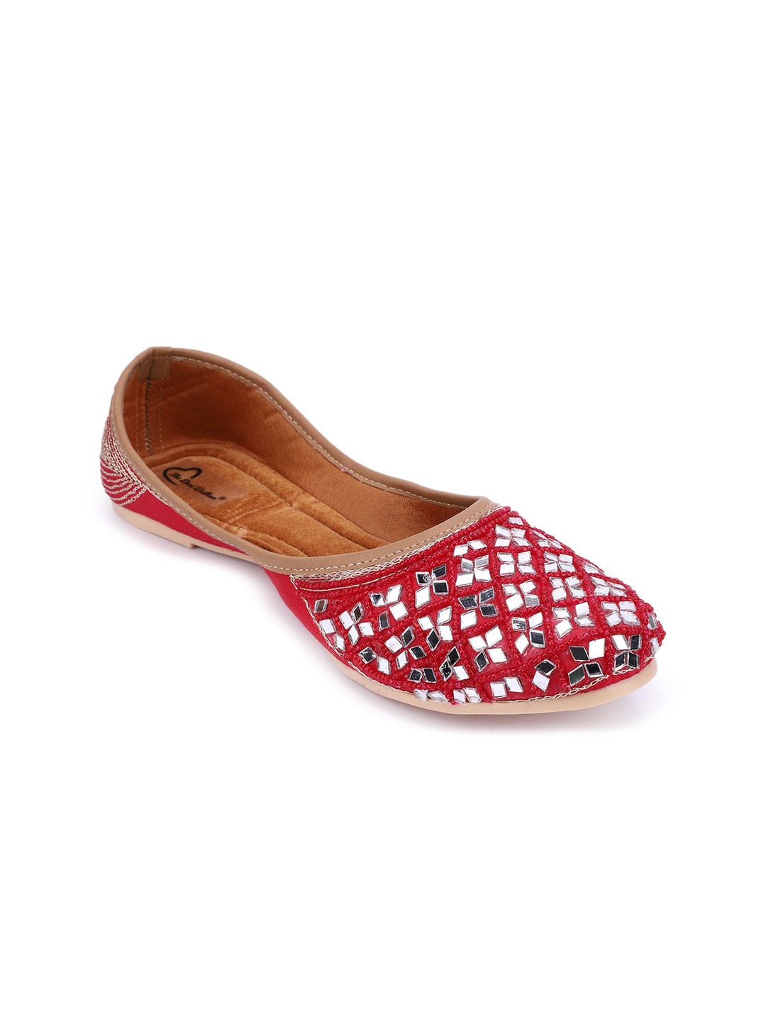 

The Desi Dulhan Women Maroon Embellished Mojaris Flats