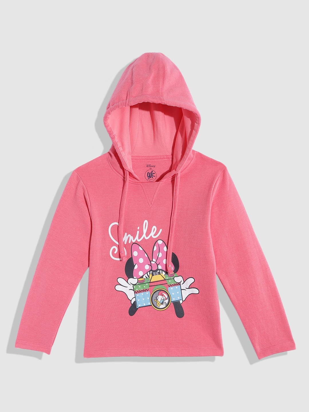 

YK Girls Pink Minnie Mouse Printed Hooded Sweatshirt