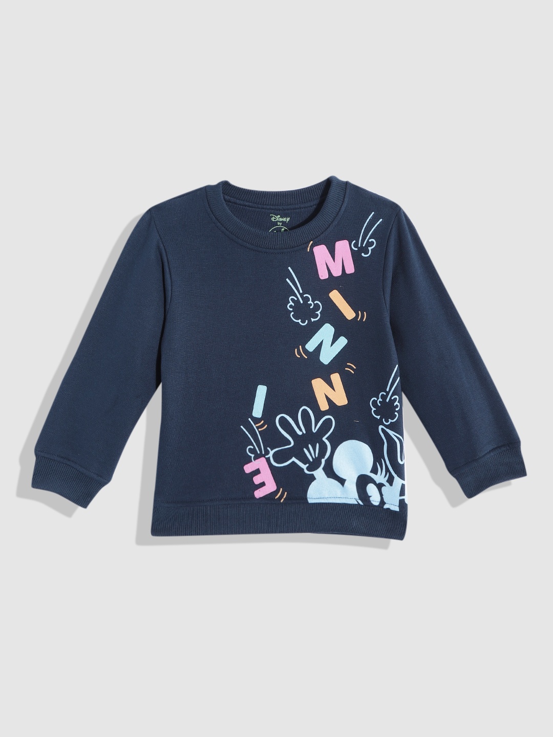 

YK Girls Blue Disney Minnie Mouse Typography Printed Sweatshirt