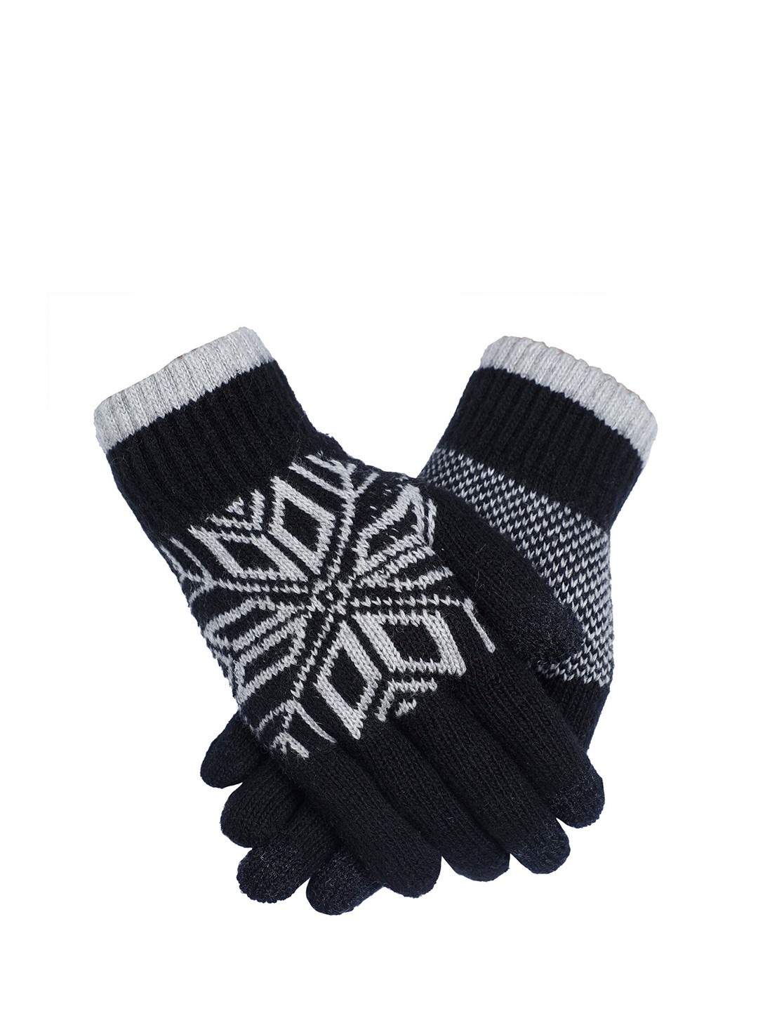 

LOOM LEGACY Men Black Acrylic Hand Gloves